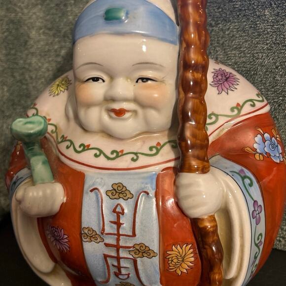 c1950 Chinese Jurojin Large Porcelain Statue God of Luck Prosperity Longevity - Picture 6 of 8